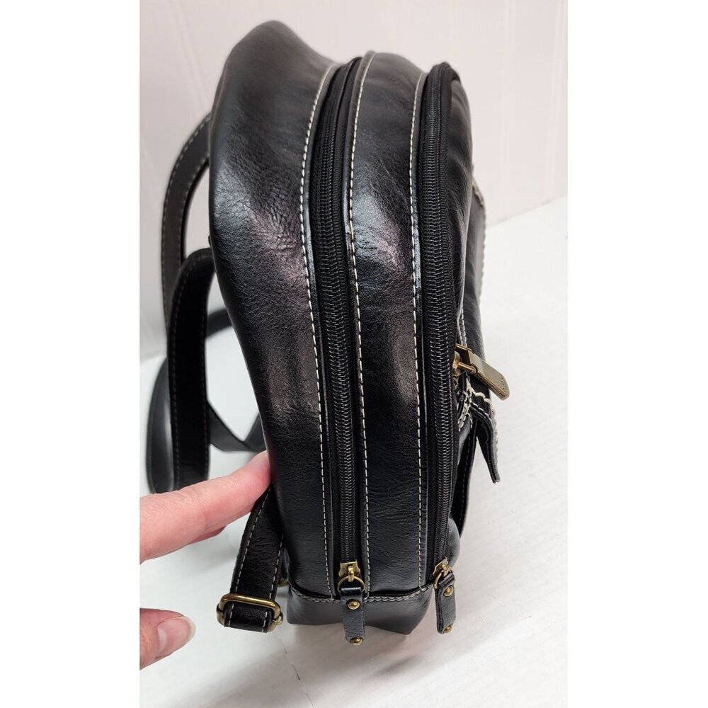 B.O.C. Black Faux Leather Mini Backpack Purse With Adjustable Straps & Gold Acce - Picture 9 of 15